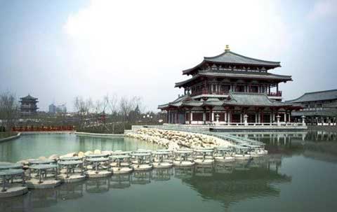 大唐芙蓉园百步生莲汀步浮雕